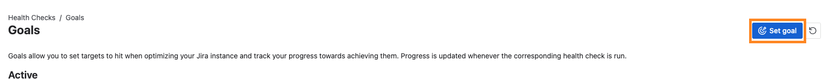 screenshot of the set goals page, with the set goal button highlighted